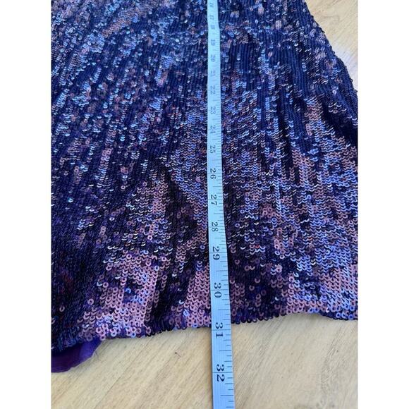 Free People Plum Purple Sequined Criss Cross Back Mini Dress Tunic XS Glam - Picture 5 of 7